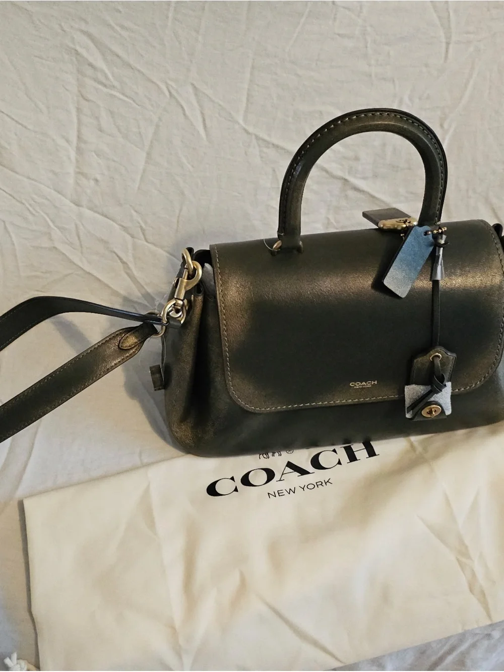 New Coach Slouchy Rogue in Green loved leather Satchel bag